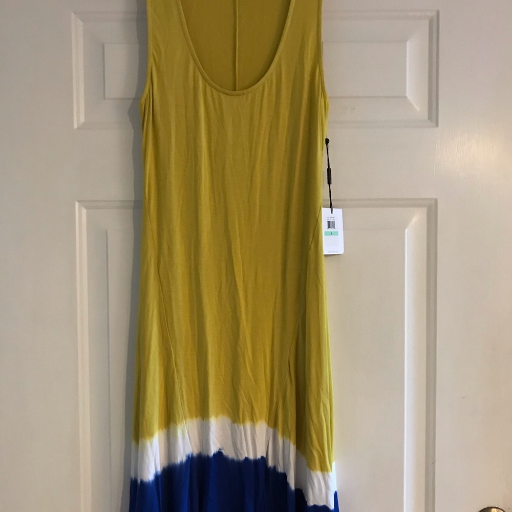 Calvin Klein NWT Citron, blue and white dip hem Tie Dye Dress Size 8 - Picture 2 of 2